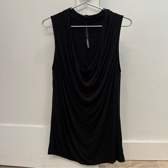L black Improvd cowl neck tank sleeveless drape deemulmester Rick Owens - Picture 3 of 7